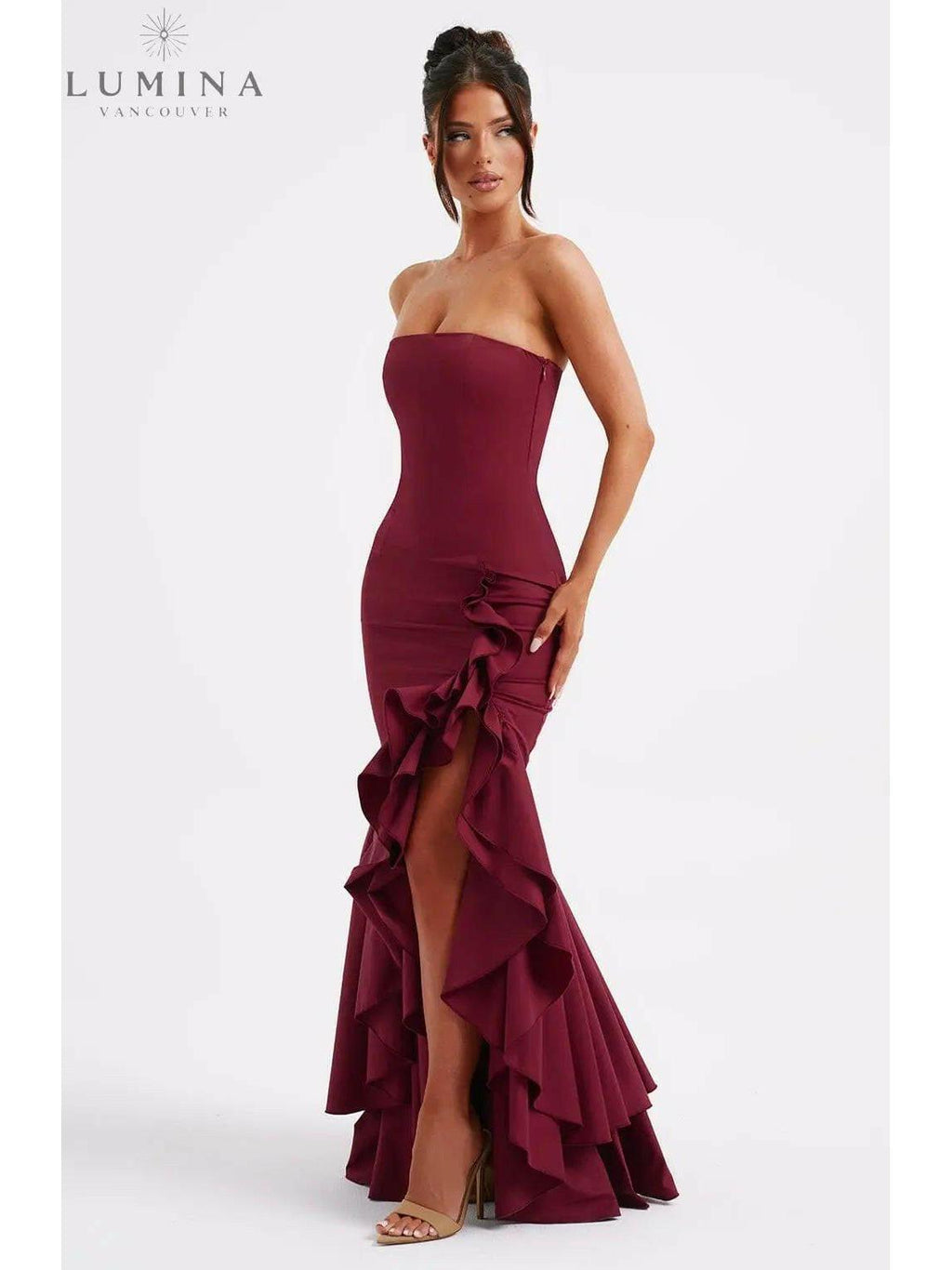 Riviera | Sleeveless Slit Ruffle Maxi Dress