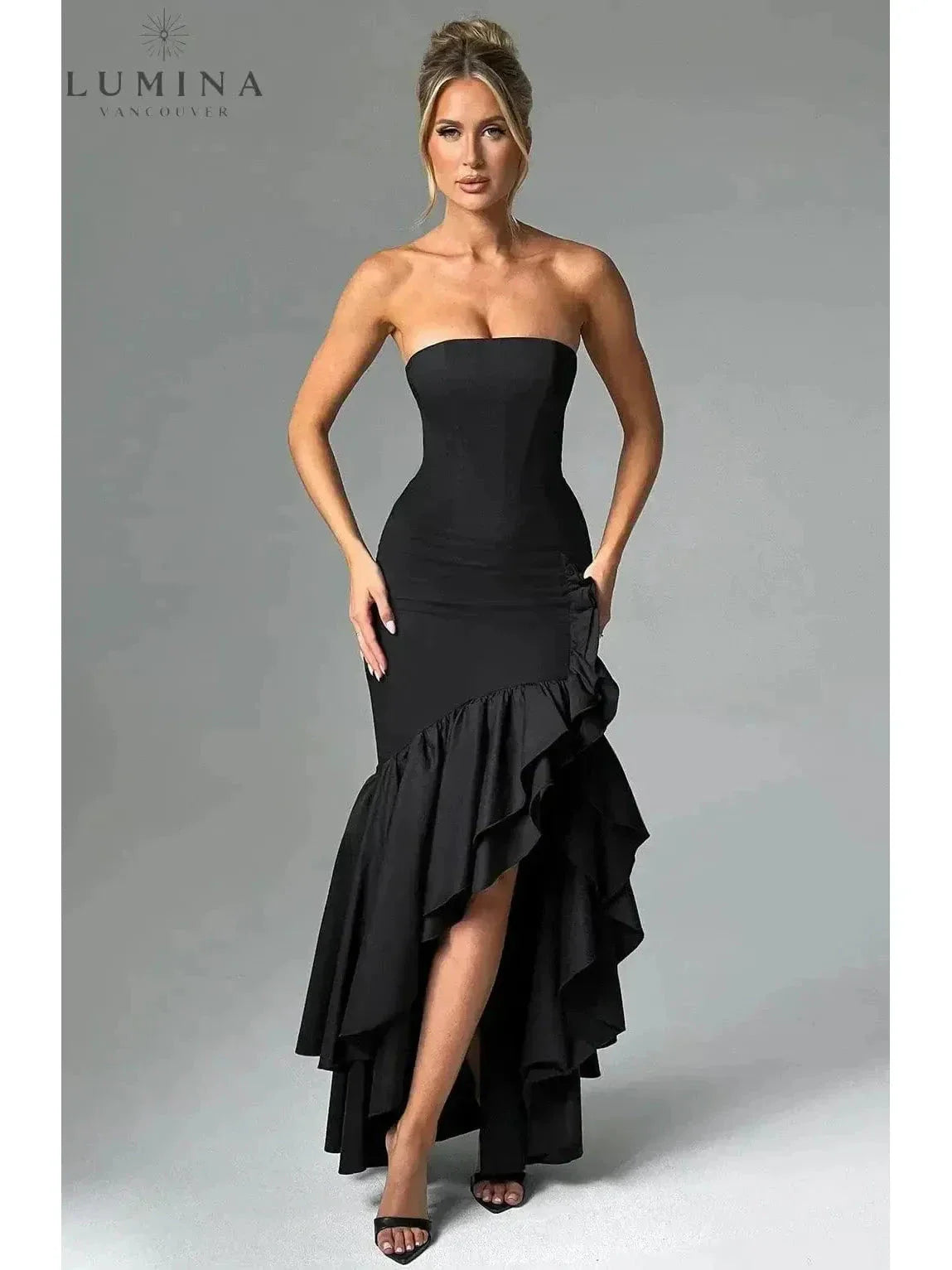 Riviera | Sleeveless Slit Ruffle Maxi Dress