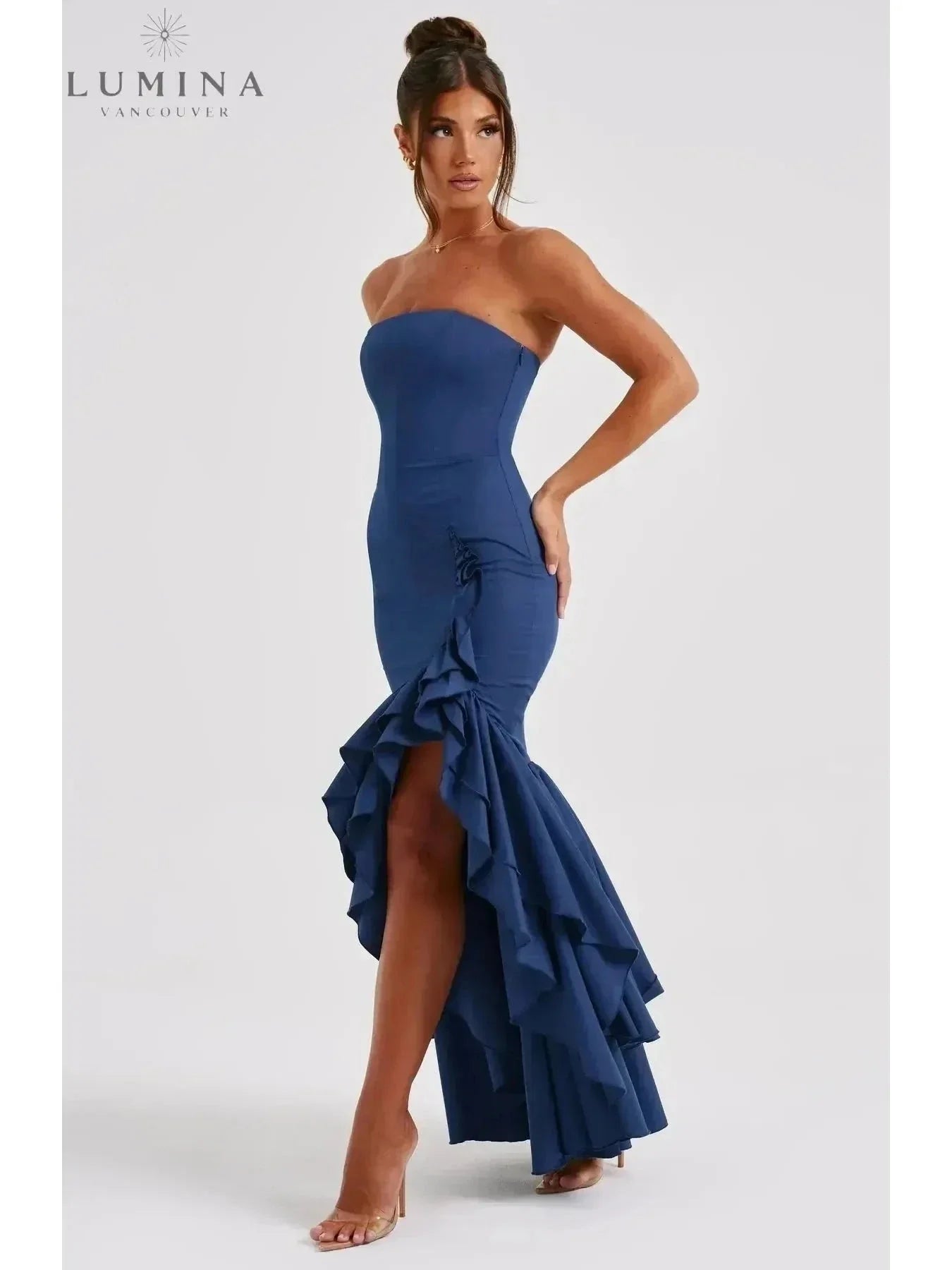 Riviera | Sleeveless Slit Ruffle Maxi Dress