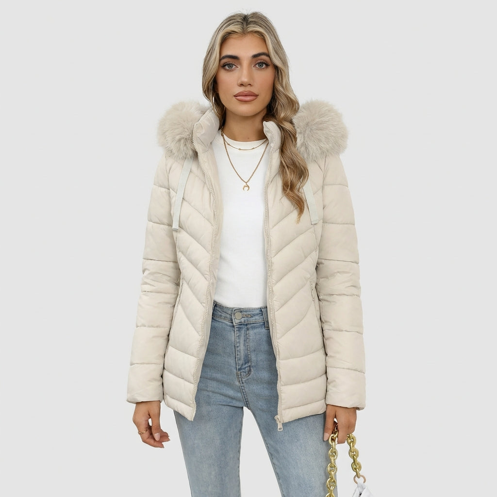 Ruby | Cozy Quilted Puffer Jacket with Faux-Fur Hood - Lumina