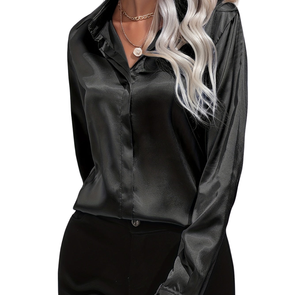Sarah | Elegant Button-Down Blouse with Long Sleeves - Lumina