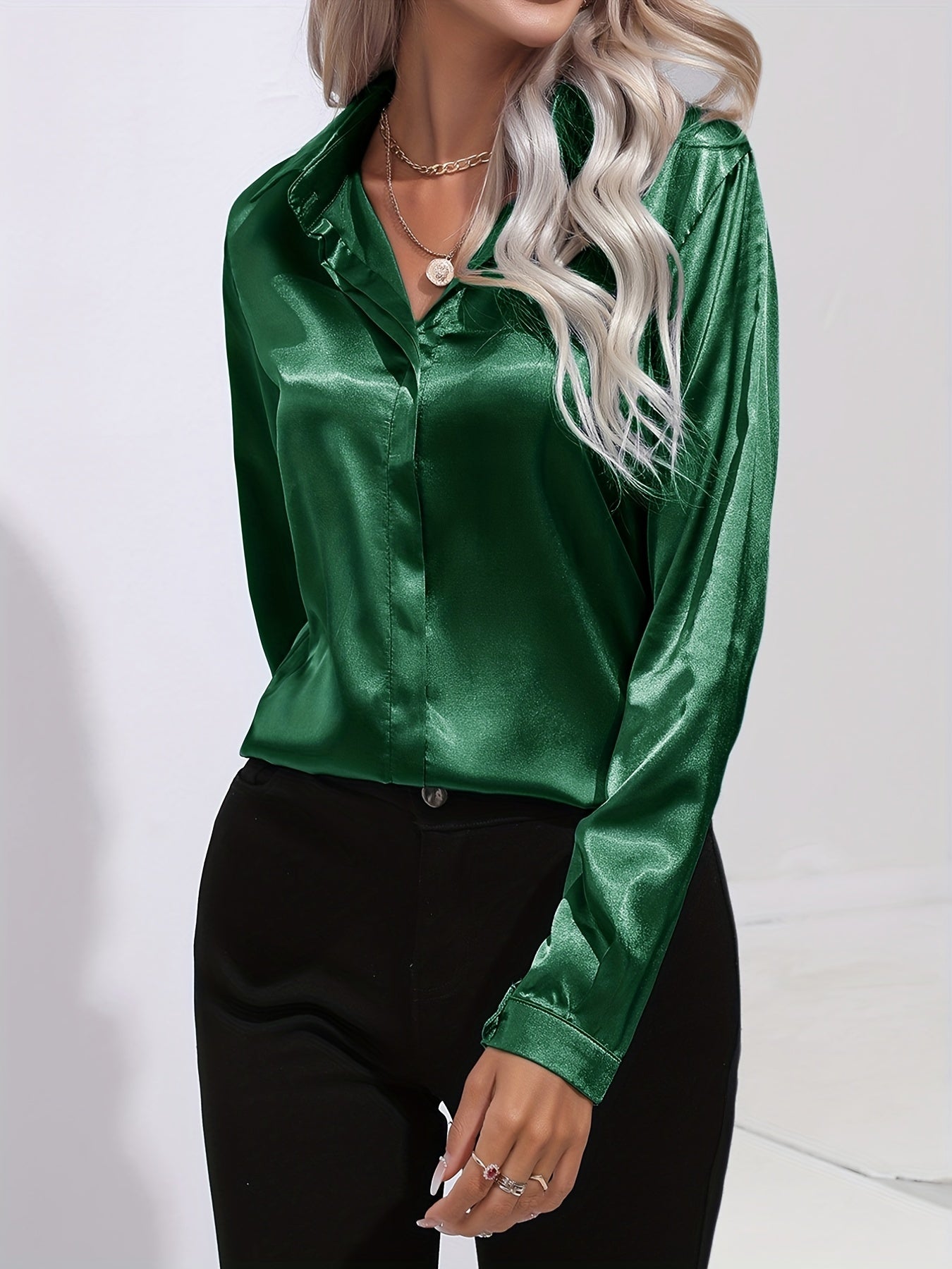 Sarah | Elegant Button-Down Blouse with Long Sleeves - Lumina