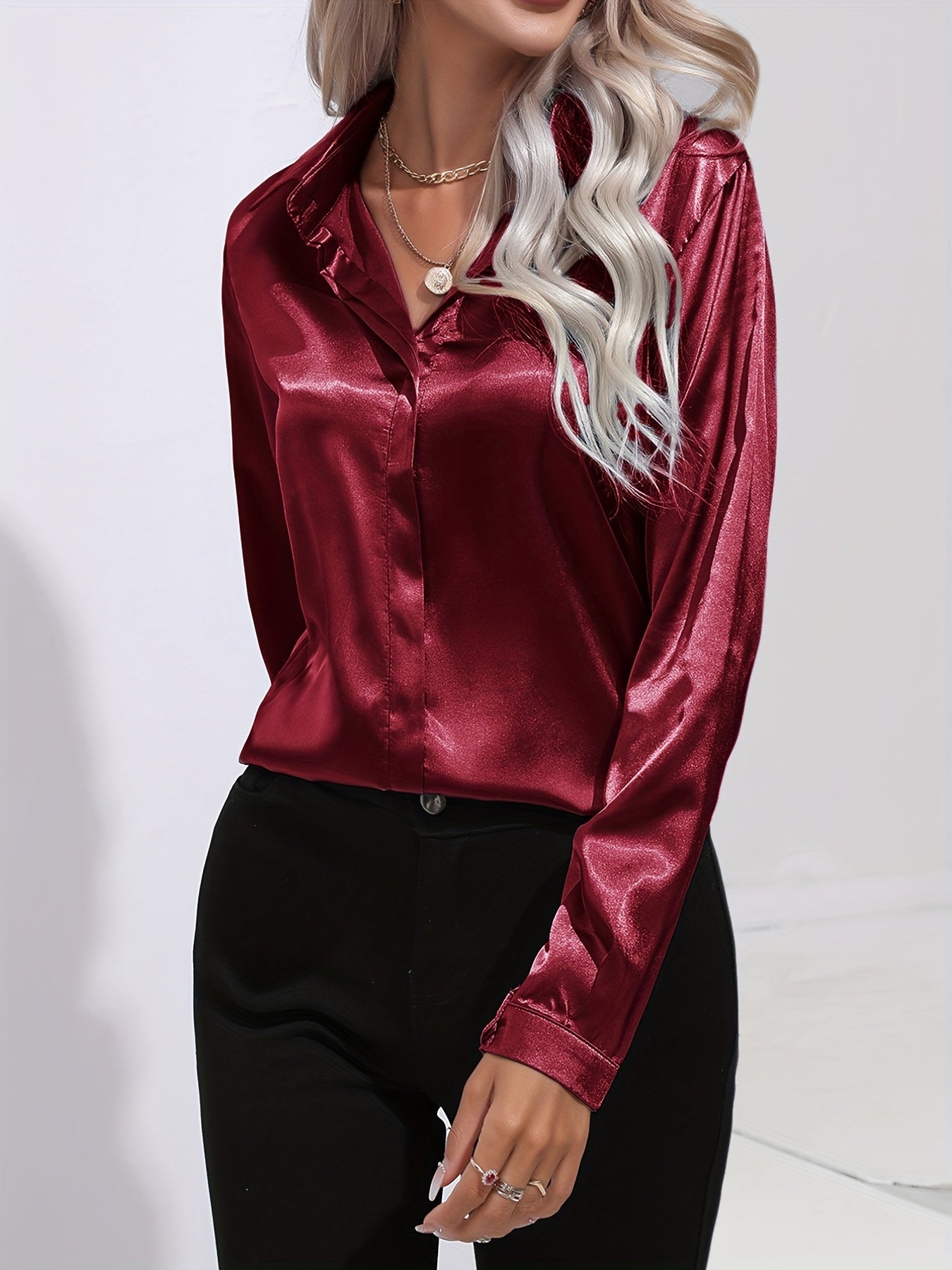 Sarah | Elegant Button-Down Blouse with Long Sleeves - Lumina