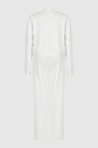 Serena | Casual Chic White Lounge Set with Modern Zipper Details - Lumina