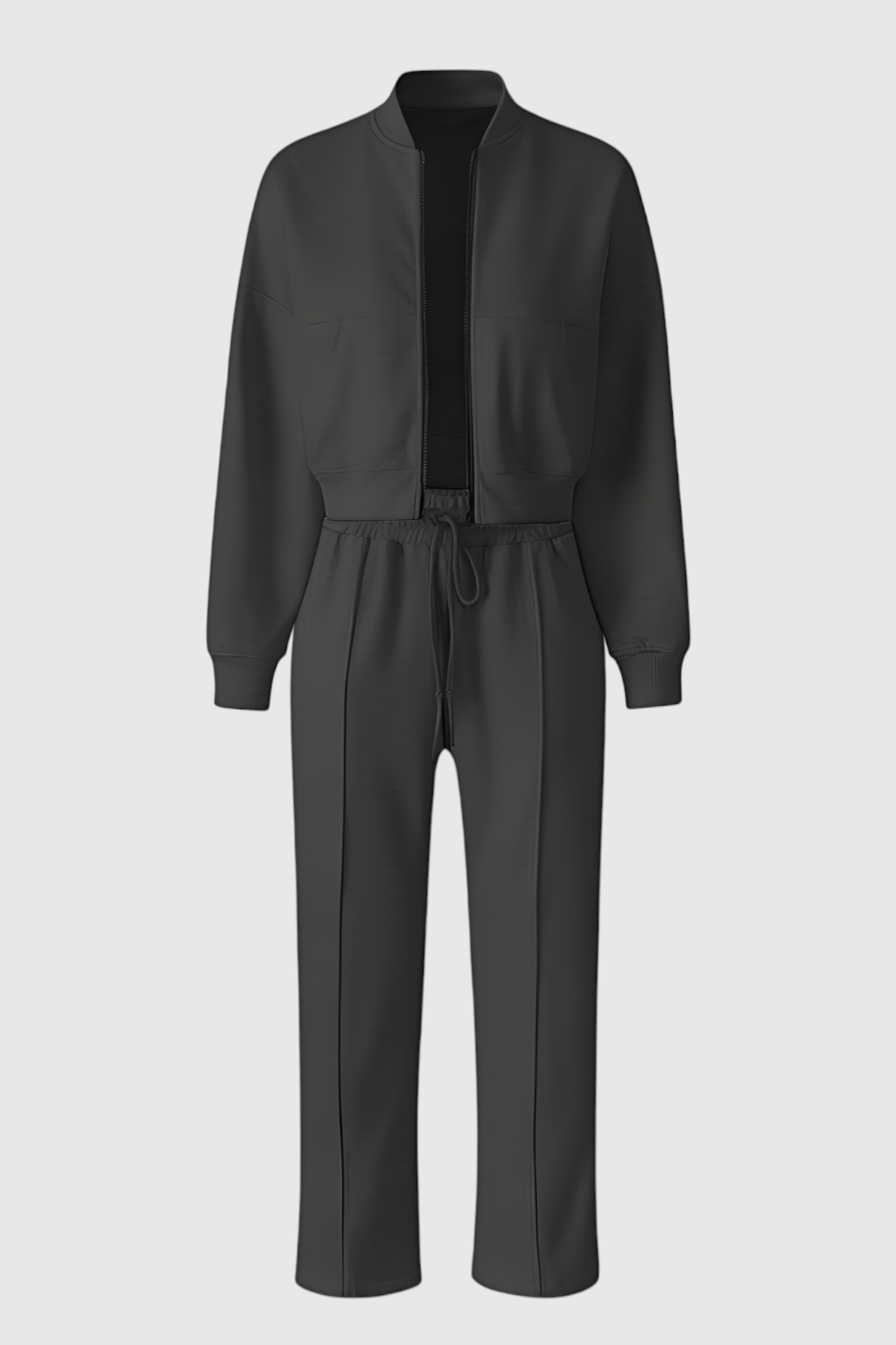 Serena | Casual Gray Hoodie Sweatpants Set with Modern Touch - Lumina