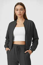Serena | Casual Gray Hoodie Sweatpants Set with Modern Touch - Lumina