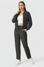 Serena | Casual Gray Hoodie Sweatpants Set with Modern Touch - Lumina