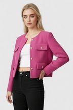 Serena | Chic Pink-Red Short Jacket with Versatile Style - Lumina