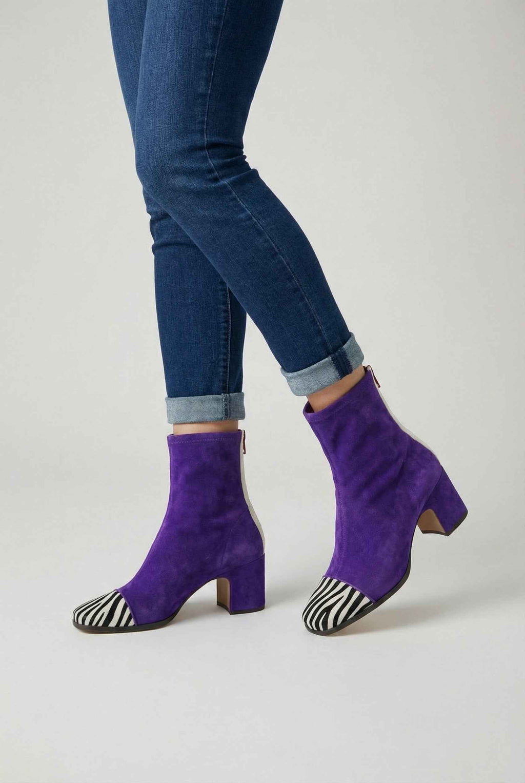 Serena | Chic Purple Retro Mid Calf Boots for Women with Sturdy Sole - Lumina