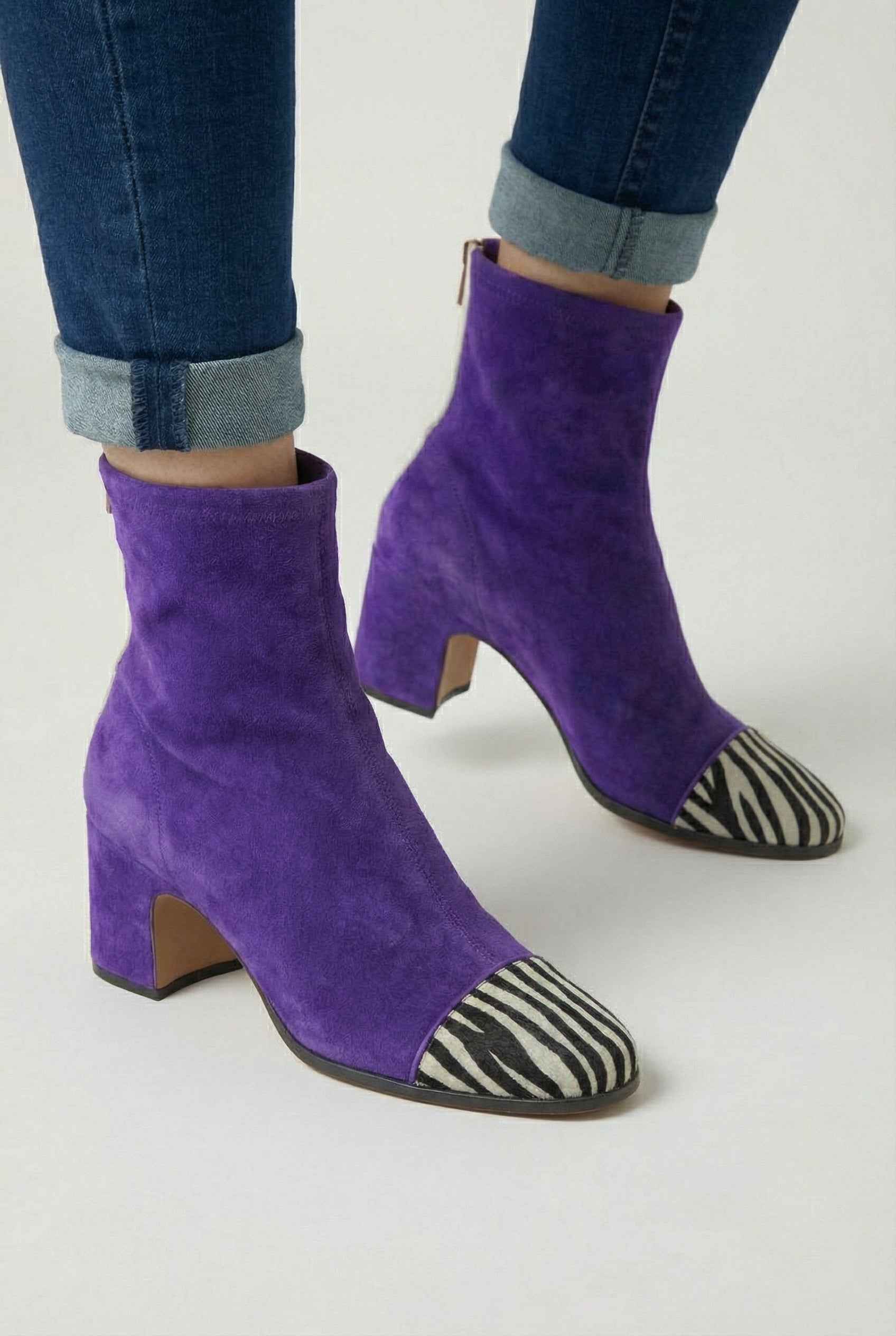 Serena | Chic Purple Retro Mid Calf Boots for Women with Sturdy Sole - Lumina