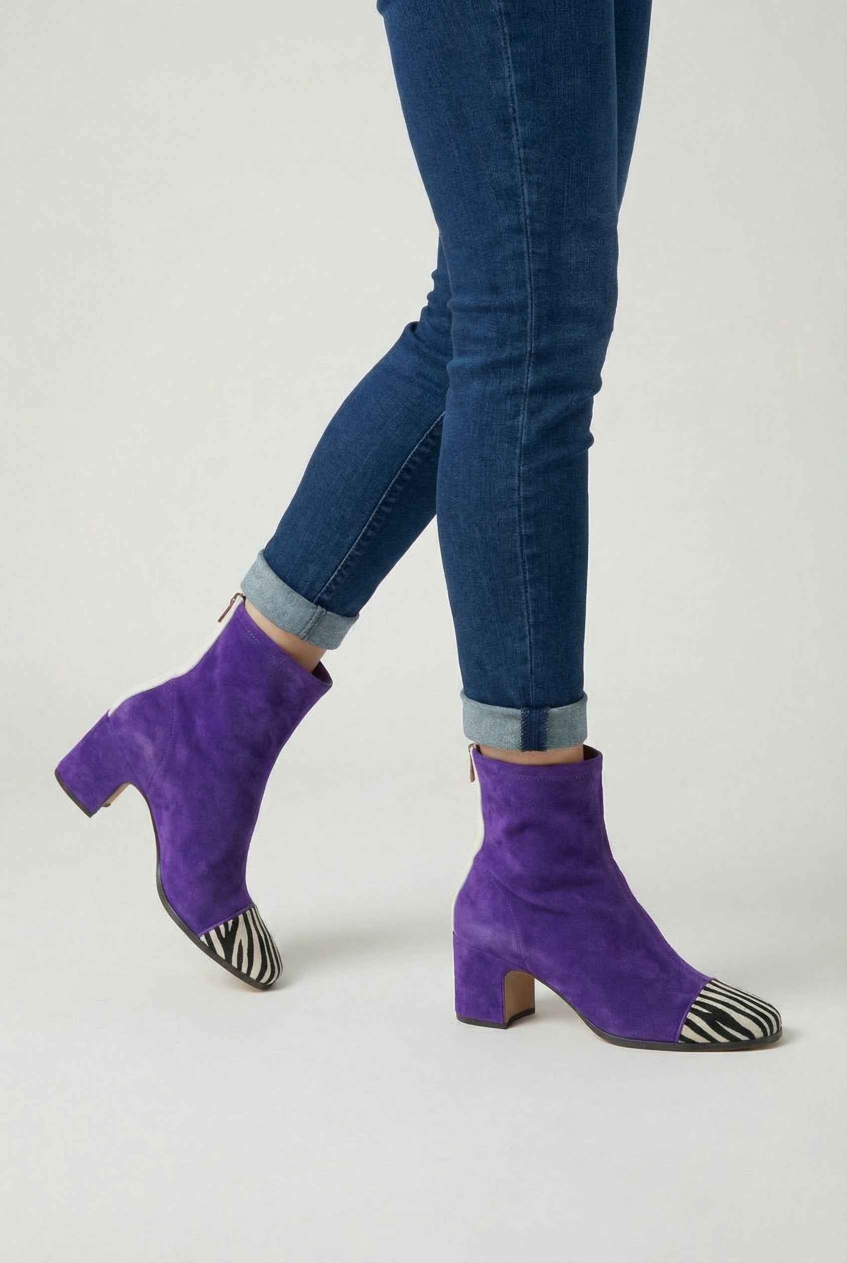 Serena | Chic Purple Retro Mid Calf Boots for Women with Sturdy Sole - Lumina