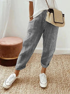 Serena | Chic Striped High Waist Trousers with Pockets - Lumina