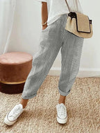 Serena | Chic Striped High Waist Trousers with Pockets - Lumina