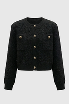 Serena | Cozy Black Knit Cardigan with Open Front - Lumina