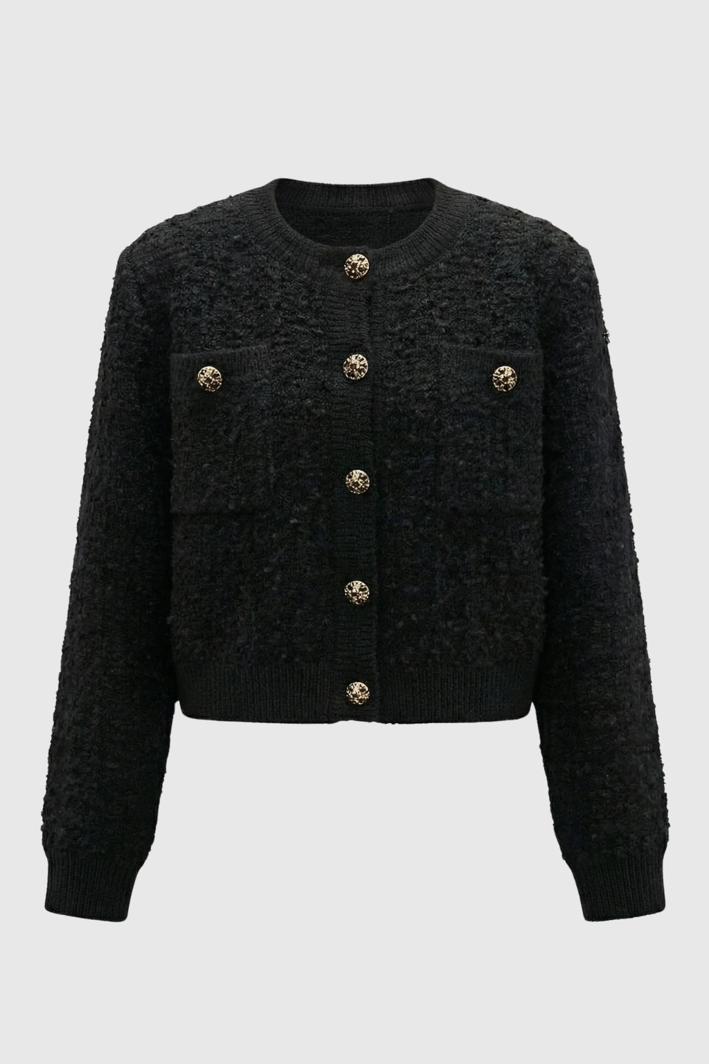 Serena | Cozy Black Knit Cardigan with Open Front - Lumina