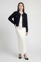 Serena | Cozy Black Knit Cardigan with Open Front - Lumina