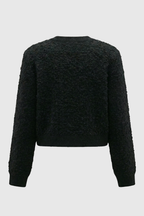 Serena | Cozy Black Knit Cardigan with Open Front - Lumina