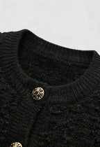 Serena | Cozy Black Knit Cardigan with Open Front - Lumina