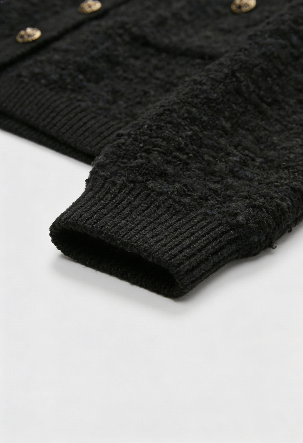 Serena | Cozy Black Knit Cardigan with Open Front - Lumina