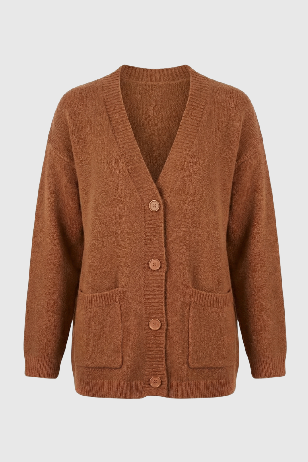 Serena | Cozy Brown Knit Cardigan with Relaxed Fit - Lumina