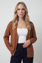 Serena | Cozy Brown Knit Cardigan with Relaxed Fit - Lumina