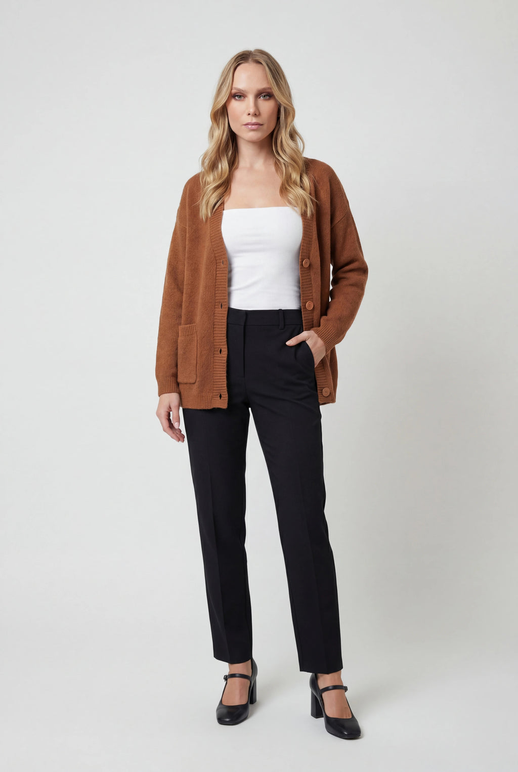 Serena | Cozy Brown Knit Cardigan with Relaxed Fit - Lumina