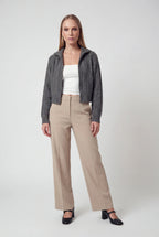 Serena | Cozy Dark Gray Long Cardigan Sweater with Relaxed Fit - Lumina