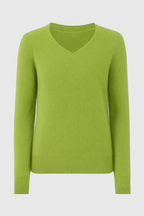 Serena | Cozy Light Green V-Neck Women's Sweater with Flattering Fit - Lumina