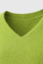 Serena | Cozy Light Green V-Neck Women's Sweater with Flattering Fit - Lumina