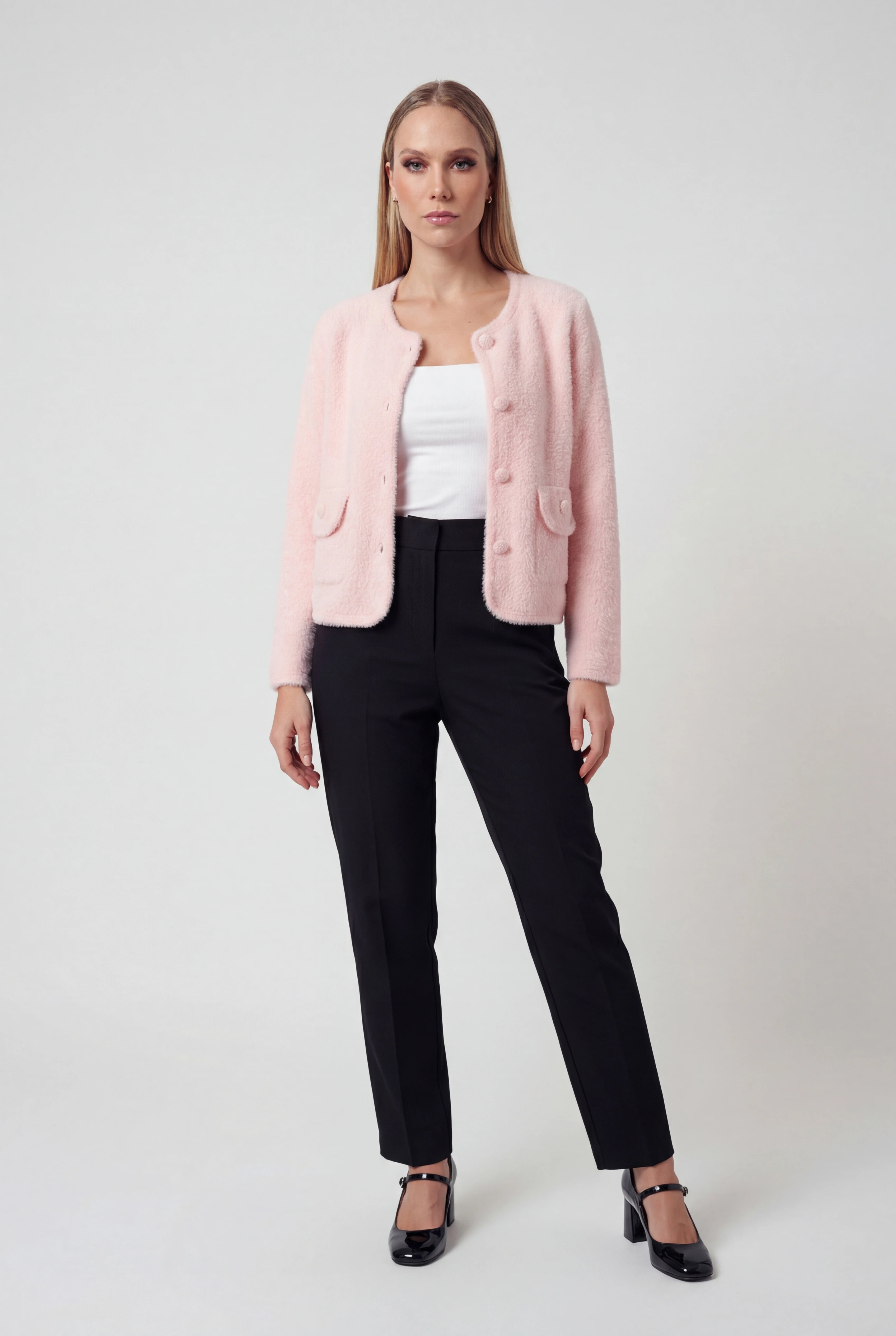 Serena | Cozy Pink Long Cardigan Sweater with Open Front - Lumina