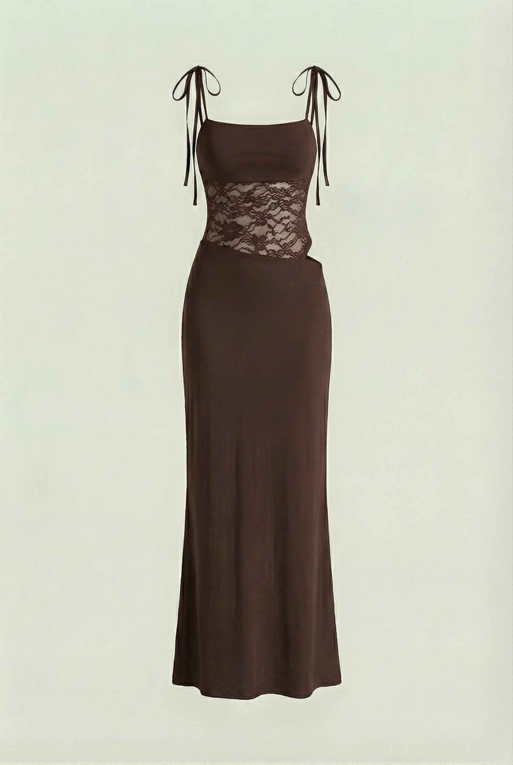 Serena | Elegant Chocolate Bodycon Maxi Dress with Flattering Silhouette - Lumina