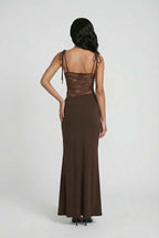 Serena | Elegant Chocolate Bodycon Maxi Dress with Flattering Silhouette - Lumina