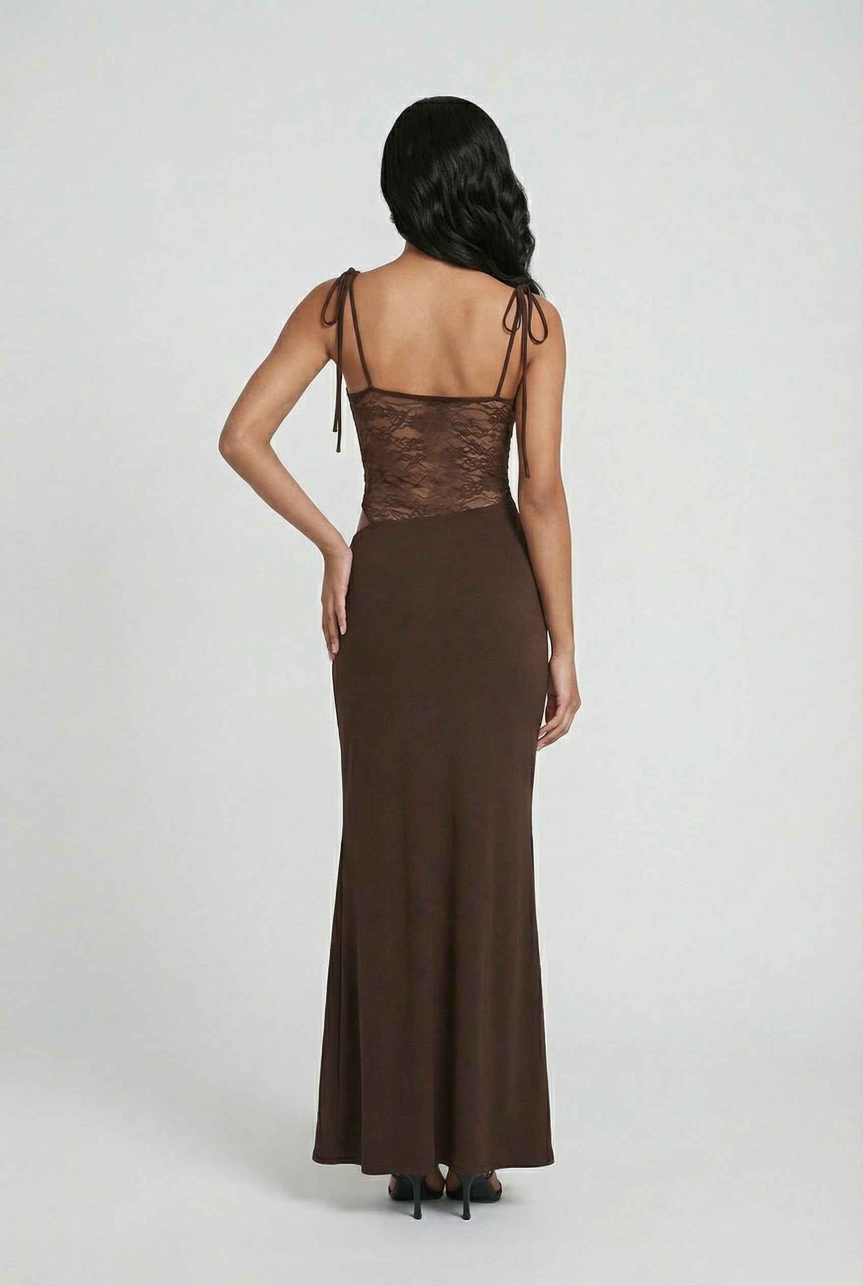 Serena | Elegant Chocolate Bodycon Maxi Dress with Flattering Silhouette - Lumina