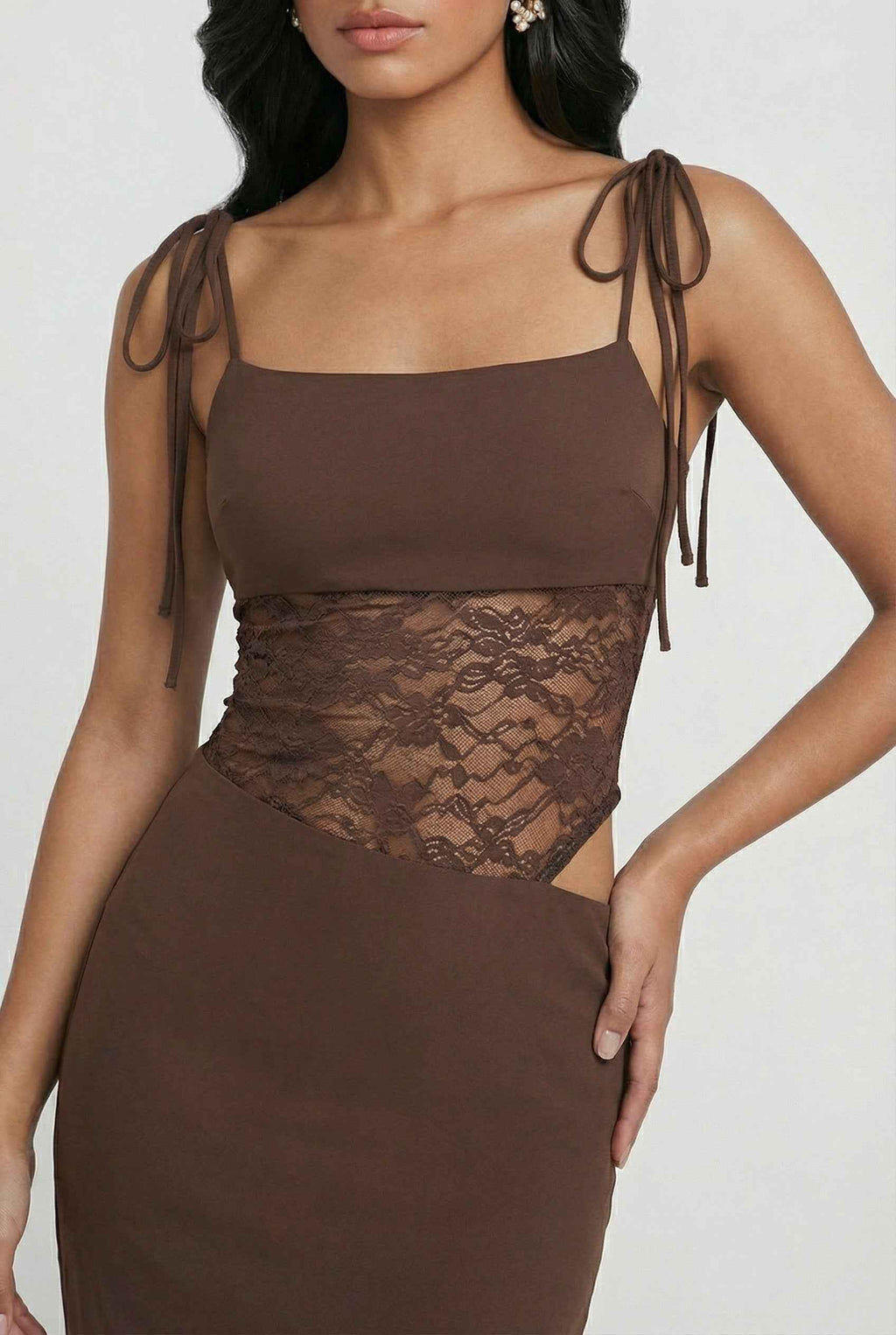 Serena | Elegant Chocolate Bodycon Maxi Dress with Flattering Silhouette - Lumina