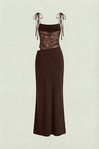 Serena | Elegant Chocolate Bodycon Maxi Dress with Flattering Silhouette - Lumina