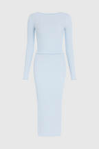 Serena | Elegant Light Blue Maxi Skirt Set with Sophisticated Fit - Lumina