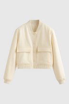 Serena | Elegant Milk White Bomber Jacket with Timeless Design - Lumina