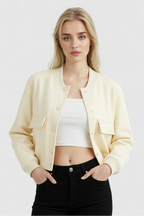 Serena | Elegant Milk White Bomber Jacket with Timeless Design - Lumina