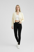 Serena | Elegant Milk White Bomber Jacket with Timeless Design - Lumina