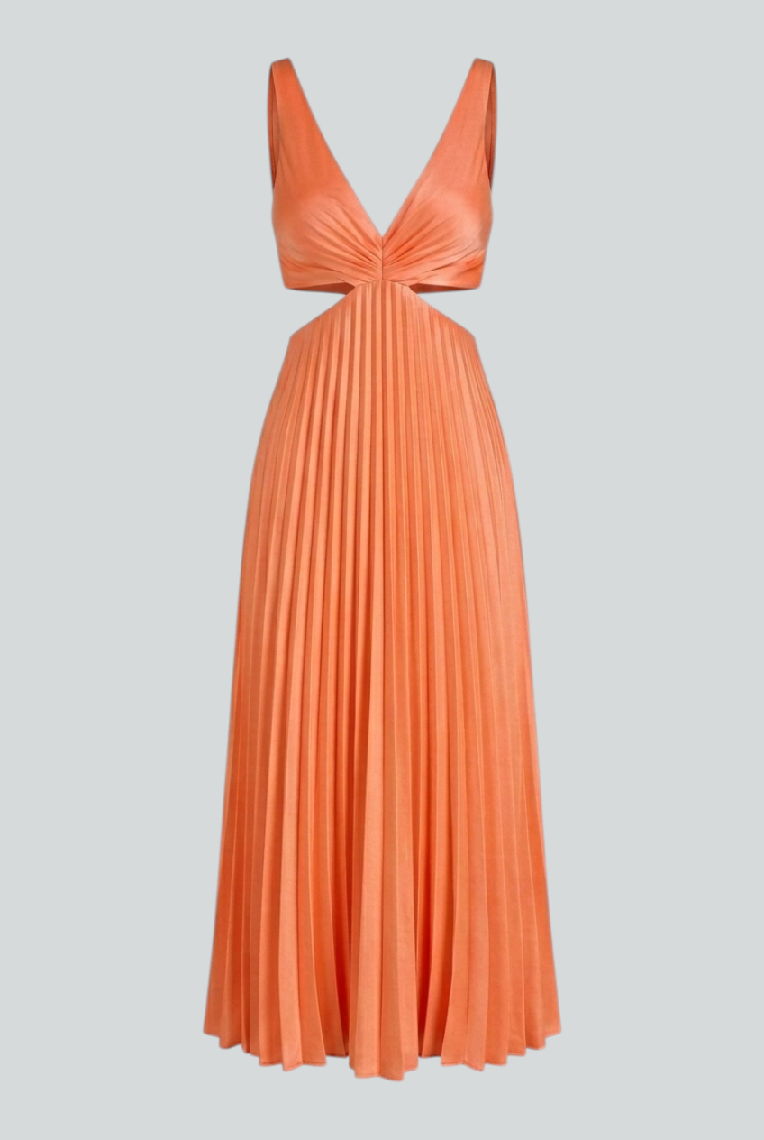 Serena | Elegant Pleated Midi Dress with Flattering Fit - Lumina