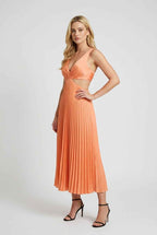 Serena | Elegant Pleated Midi Dress with Flattering Fit - Lumina