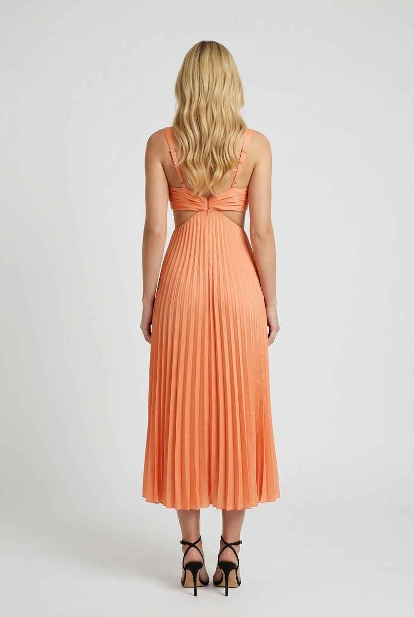 Serena | Elegant Pleated Midi Dress with Flattering Fit - Lumina