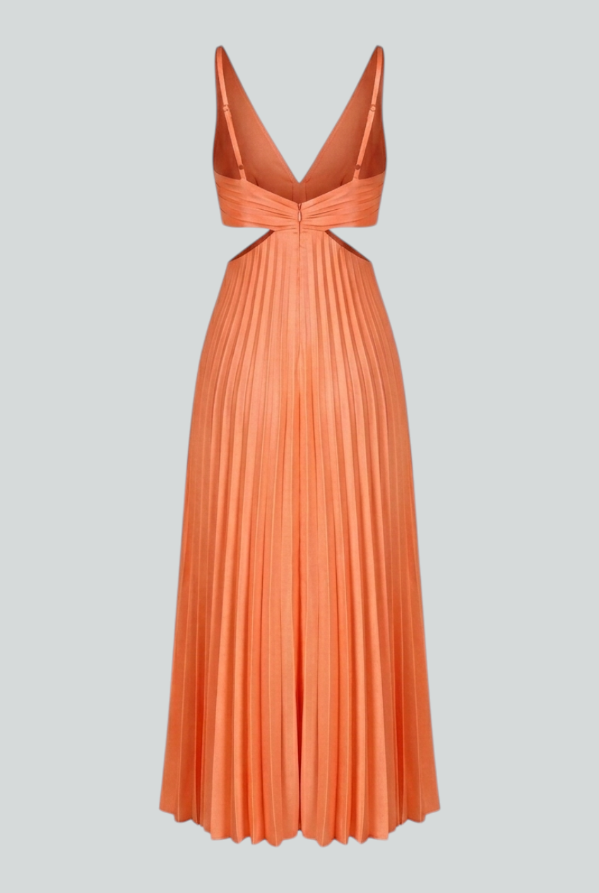 Serena | Elegant Pleated Midi Dress with Flattering Fit - Lumina
