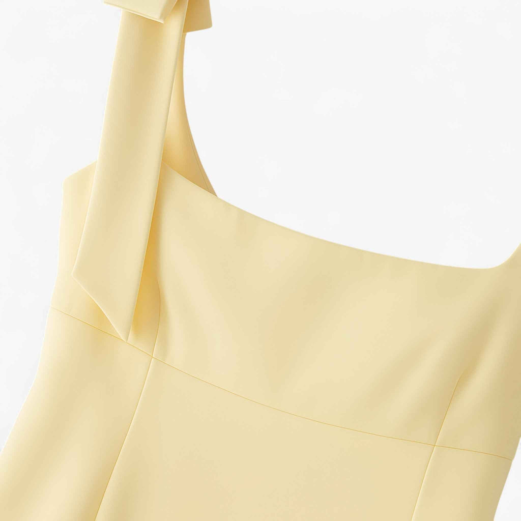 Serena | Playful Yellow Slim Fit Tank Top with Bow Detail - Lumina