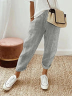 Serena | Striped Casual Lounge Pants with Elastic Waist - Lumina