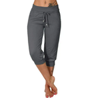 Serena | Trendy Grey Capri Trousers with Elastic Waistband - Lumina