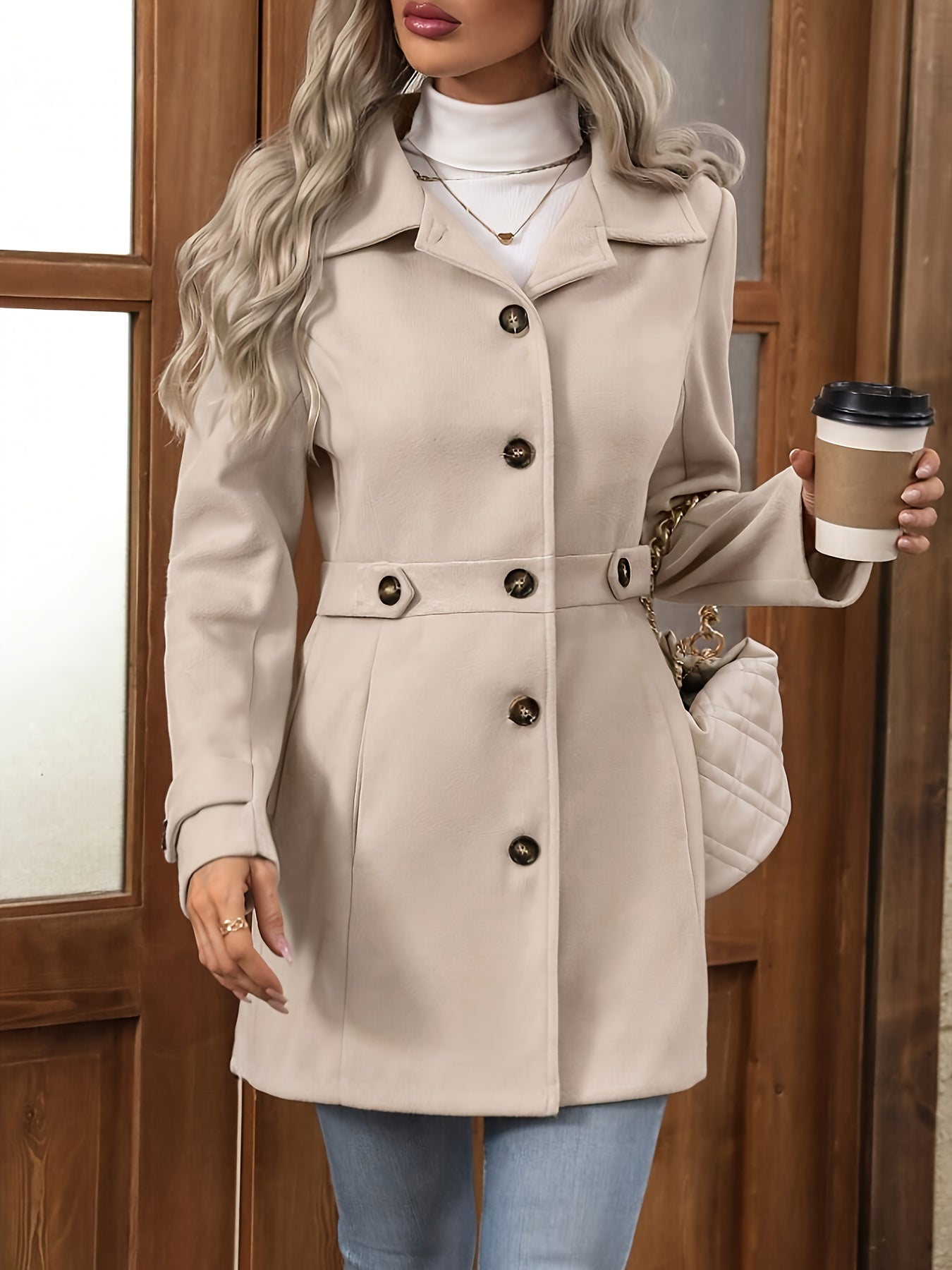Sienna | Structured Tailored Winter Coat with Button Front - Lumina