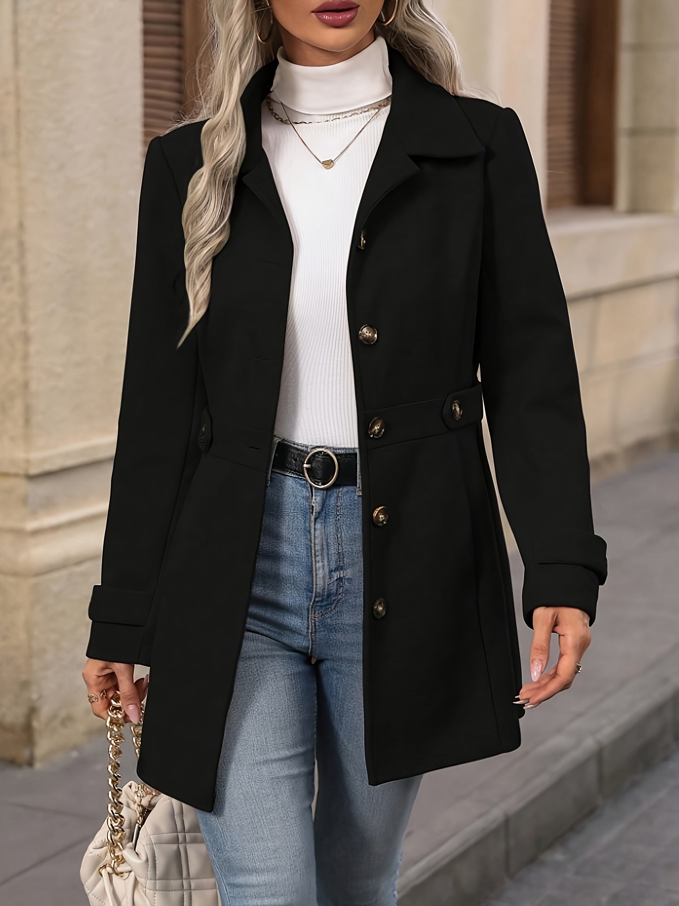 Sienna | Structured Tailored Winter Coat with Button Front - Lumina