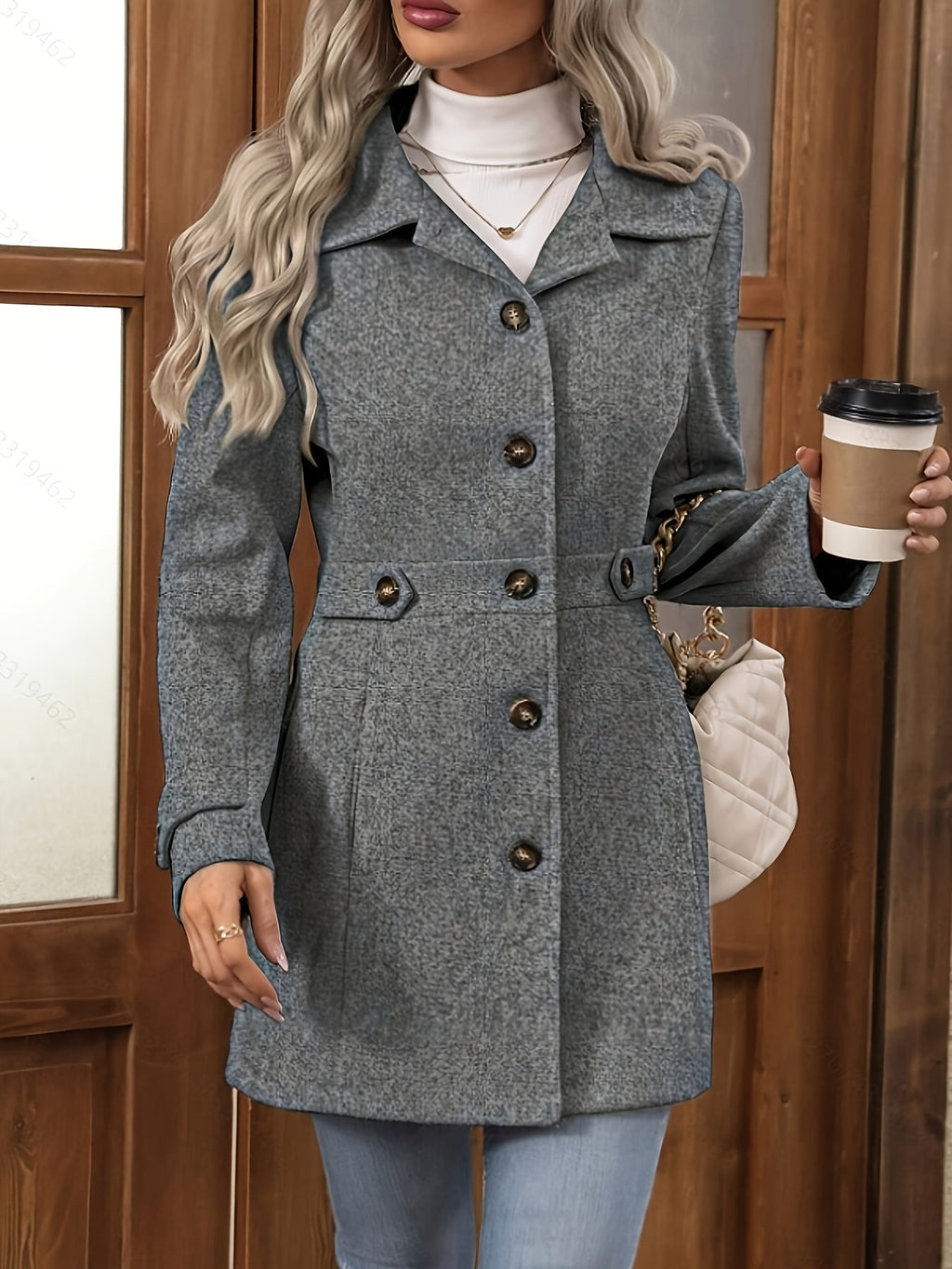 Sienna | Structured Tailored Winter Coat with Button Front - Lumina