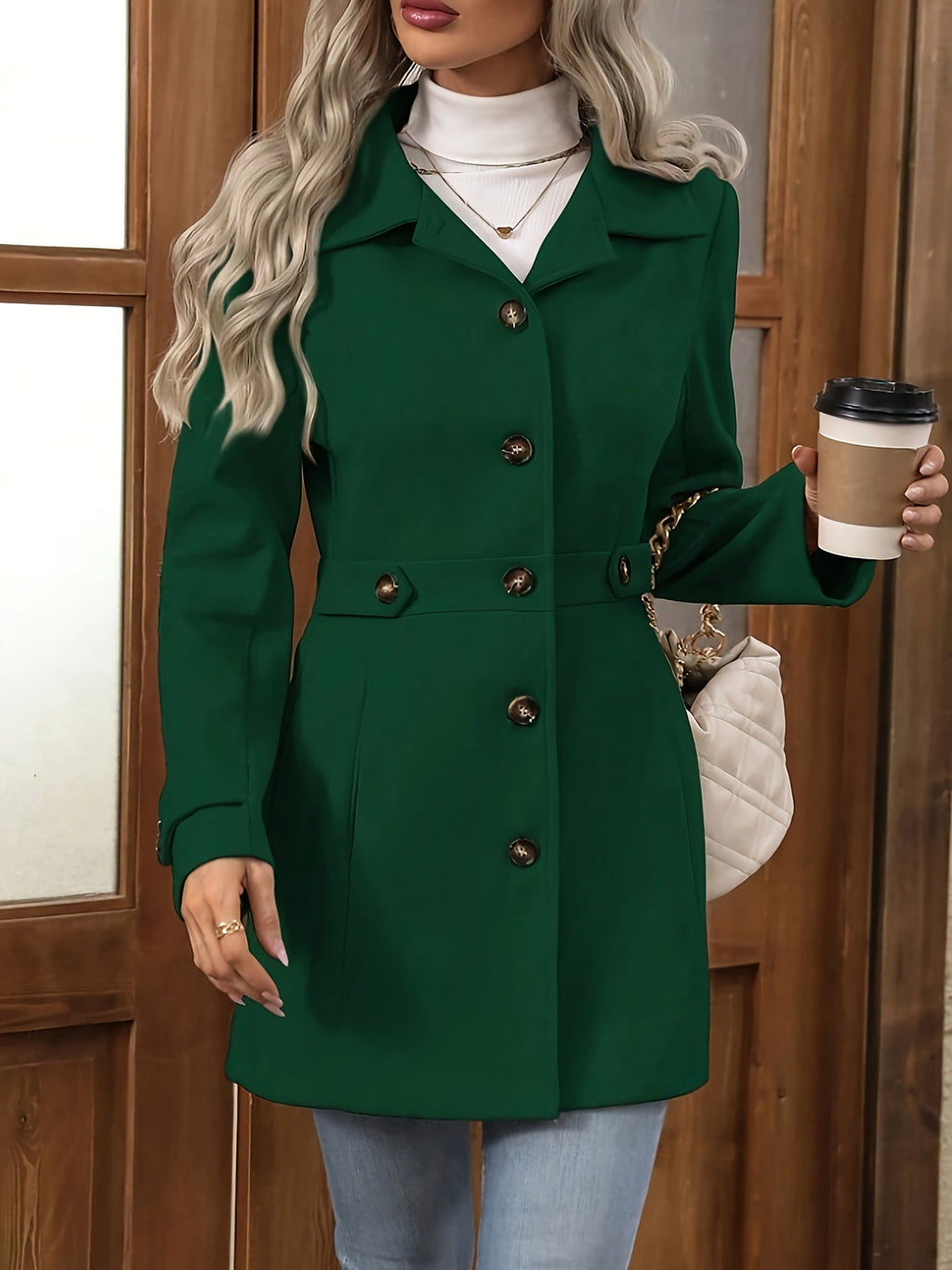 Sienna | Structured Tailored Winter Coat with Button Front - Lumina